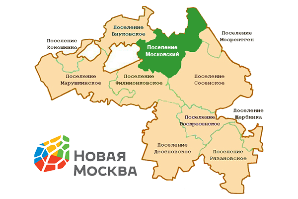 Поселение Московский на карте Новой Москвы